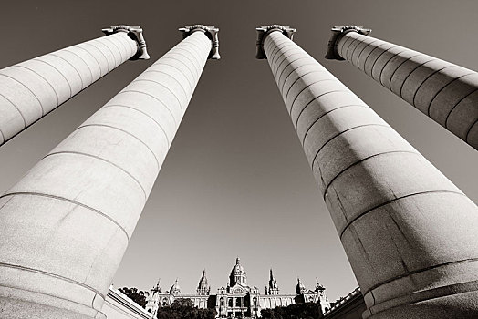 巨大,柱子,国家,美术馆,加泰罗尼亚,巴塞罗那,西班牙