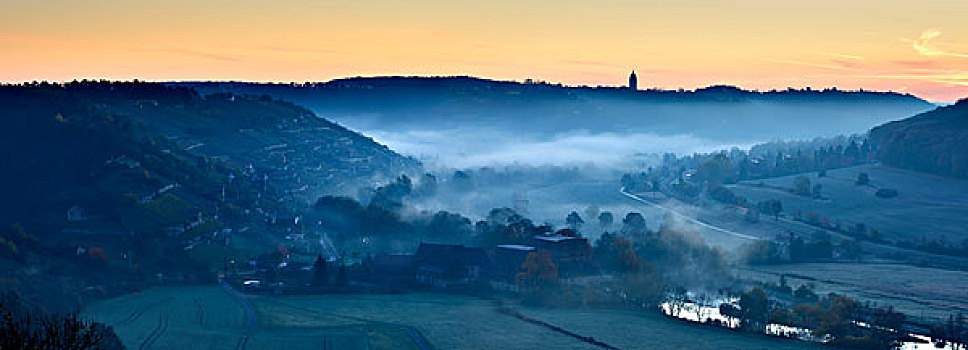 晨雾,靠近,萨克森安哈尔特,德国