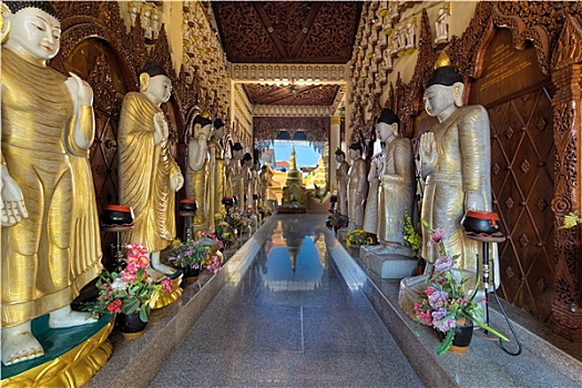 缅甸,佛教寺庙,室内
