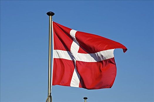 丹麦,旗帜,摆动,风,旗杆