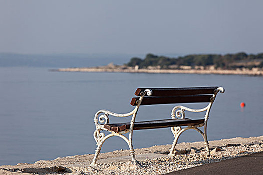 长椅,达尔马提亚,亚德里亚海,克罗地亚,欧洲