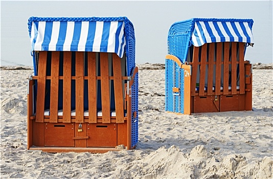 两个,沙子,沙滩椅