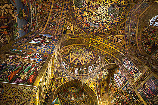伊朗,伊斯法罕,城市,亚美尼亚,区域,大教堂,室内