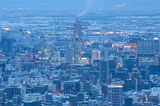 札幌,夜晚,山