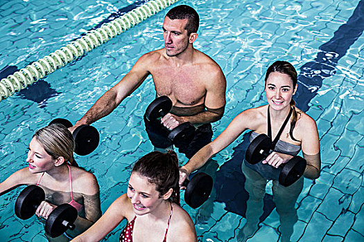健身,人,水,有氧运动,学习班,游泳池