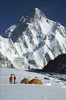 营地,乔戈里峰,顶峰,世界,喀喇昆仑山,巴基斯坦