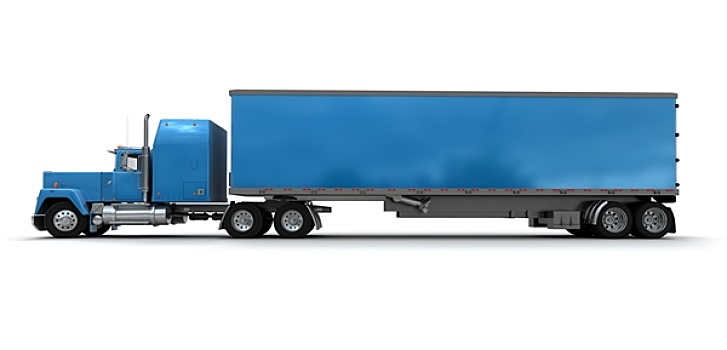 侧面视角,大,蓝色,拖车,卡车