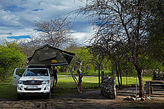 四驱车,露营,休息,靠近,纳米比亚,非洲
