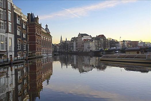 运河,城市,阿姆斯特丹,荷兰