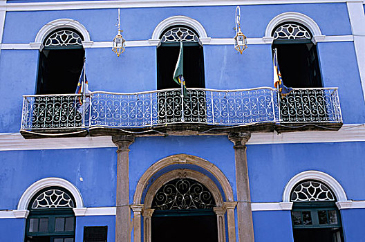 巴西,靠近,累西腓,窗户,露台,蓝色,房子