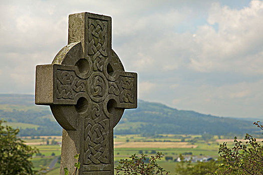 十字架,墓碑,风景,背景,斯特灵,苏格兰
