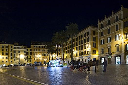 西班牙广场,夜晚,罗马,意大利,欧洲