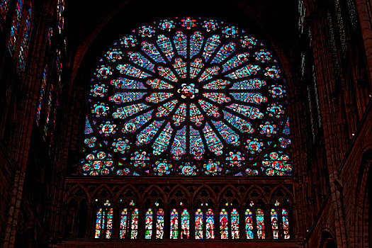 彩色玻璃窗,大教堂,巴黎,法国