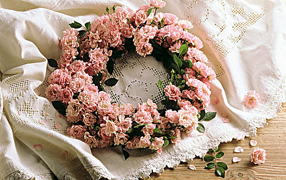 花环,粉色,玫瑰,遮盖