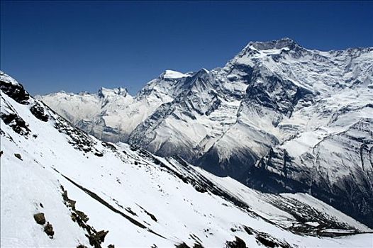 积雪,高山,风景,安娜普纳地区,尼泊尔