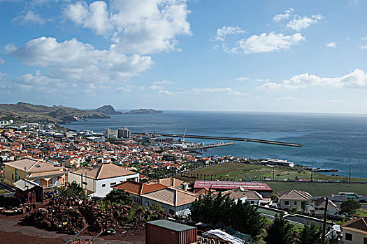 风景,上方,城镇,背景,马德拉岛,葡萄牙