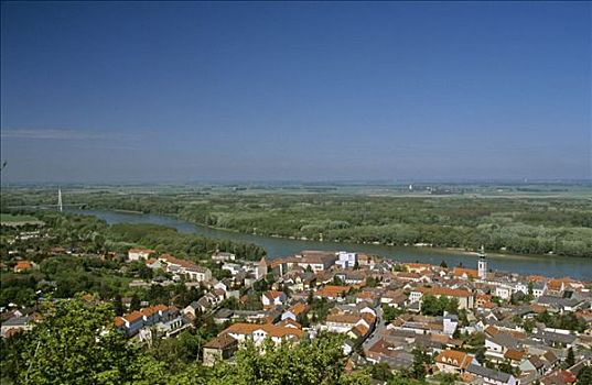 城镇,多瑙河,风景,城堡山,下奥地利州,奥地利