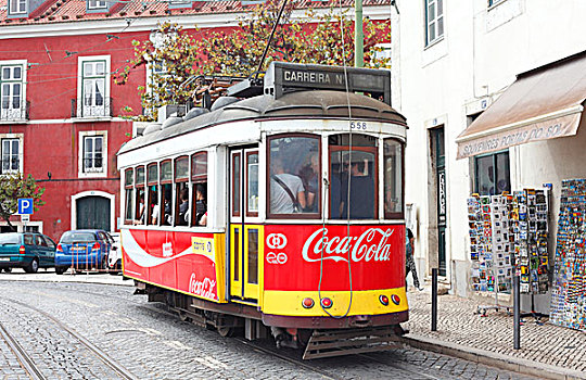 老,有轨电车,阿尔法马区,地区,里斯本,葡萄牙,欧洲
