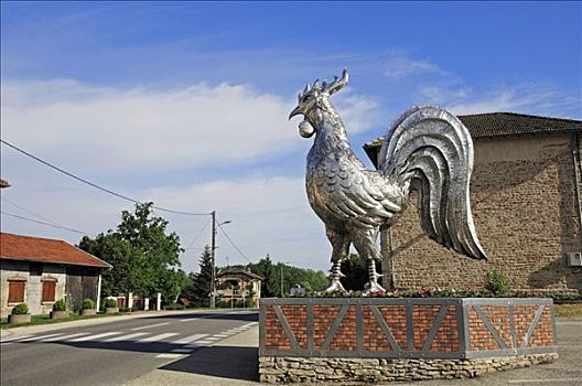 公鸡,雕塑,隆河阿尔卑斯山省,法国,欧洲