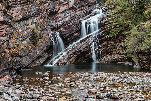 瀑布,瓦特顿湖国家公园,艾伯塔省,加拿大,北美