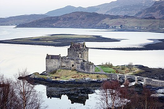 城堡,湖,高地,苏格兰