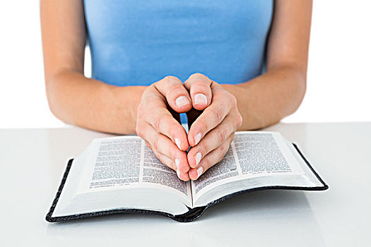女人,祈祷,读,圣经