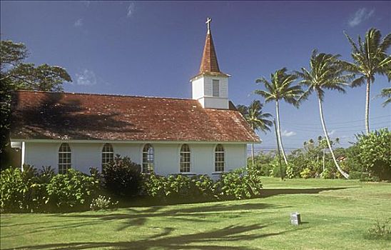 夏威夷,莫洛凯岛,圣母,悲伤,教堂,建造,神父
