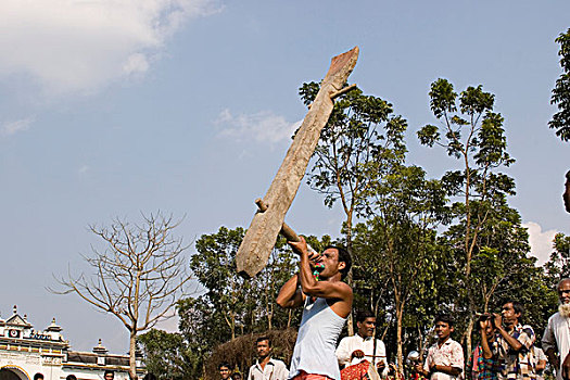 体操,一个,男人,种类,表演,乡村,孟加拉