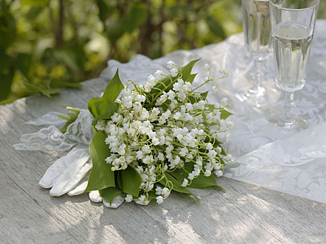 新娘手花,铃兰,白色,带