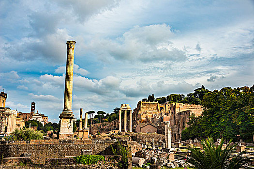 柱子,庙宇,古罗马广场,罗马,拉齐奥,意大利,欧洲