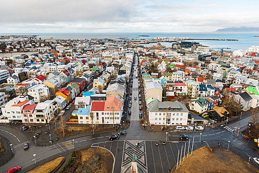 街道,房子,风景,教堂,雷克雅未克,半岛,斯奈山半岛,冰岛,欧洲