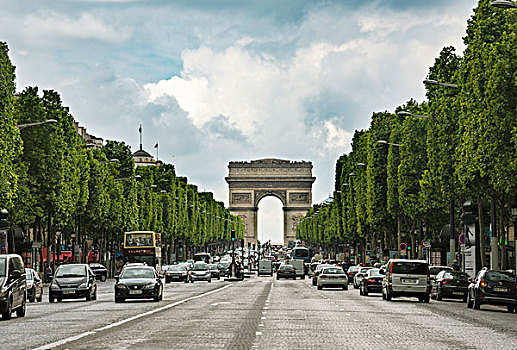 拱形,凯旋门,香榭丽舍大街,巴黎,法国,欧洲