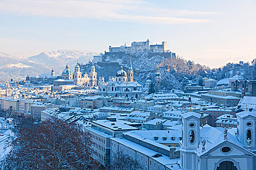 风景,萨尔茨堡,冬天,奥地利