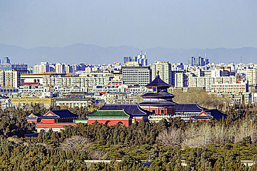 北京天坛全景高空俯视