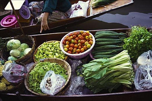 蔬菜,船,泰国