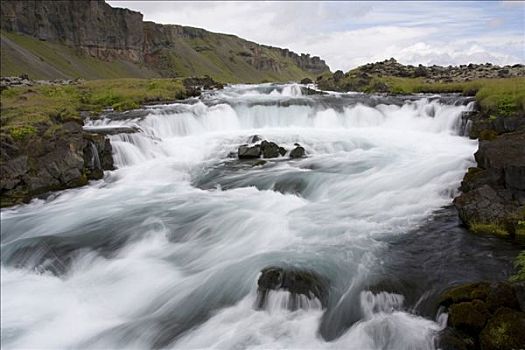 河,流动,山峦,冰岛