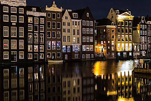 风景,阿姆斯特丹,晚上,荷兰