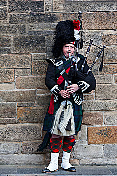 风笛,演奏,老城,爱丁堡,苏格兰