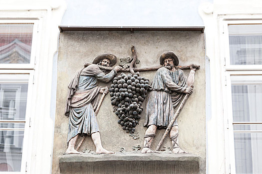 建筑,老建筑,两个男人,葡萄,布拉格,捷克共和国