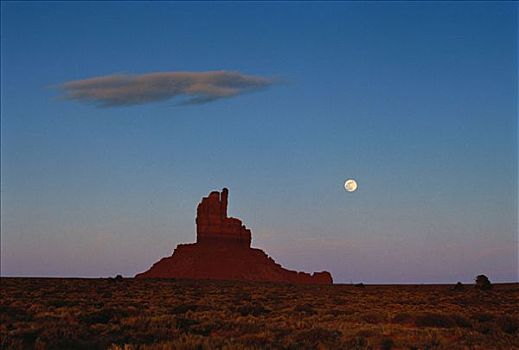 俯视,岩石构造,满月,纪念碑谷,亚利桑那,美国