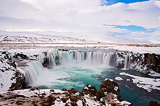 瀑布,神灵瀑布,冬天,冰岛