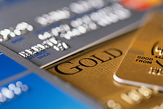 特写,多样,黄金,铂,信用卡