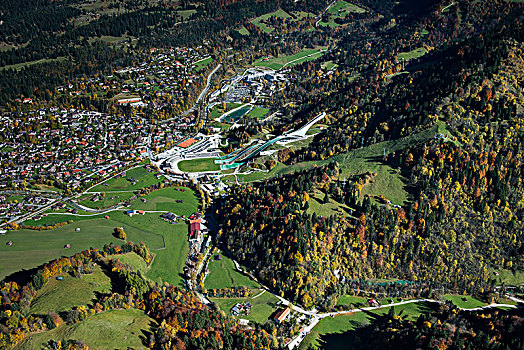 跳台滑雪,秋天,加米施帕藤基兴,上巴伐利亚,巴伐利亚,德国,欧洲