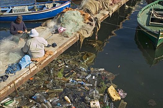 捕鱼者,港口,的黎波里,利比亚