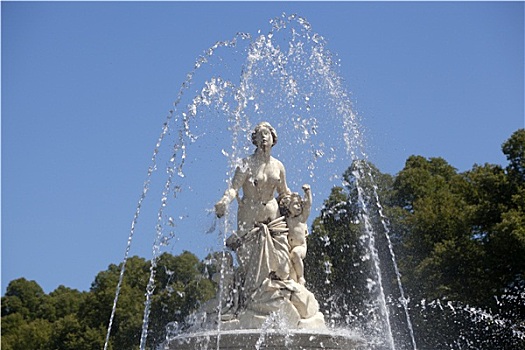 特写,雕塑,喷泉,海伦基姆湖堡,巴伐利亚