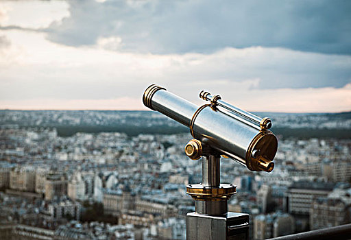 望远镜,上面,埃菲尔铁塔,巴黎,法国