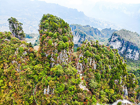 航拍湖北恩施大峡谷七星寨景区