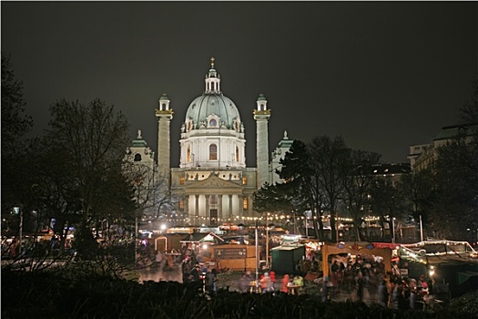 卡尔教堂,维也纳,夜晚