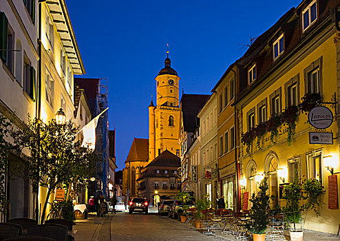 主要街道,教区教堂,弗兰克尼亚,巴伐利亚,德国,欧洲