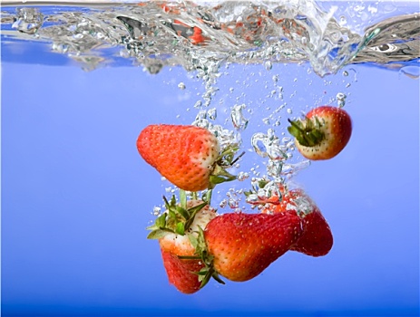 草莓,背景,水中
